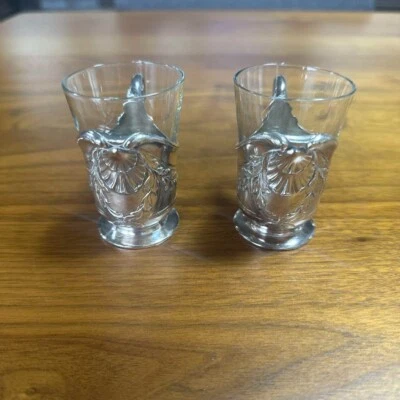 Set di 2 bicchieri Christofle Shot L 1,9 in L 1,9 in H 2,8 in Francia stoviglie - Immagine 1 di 4