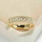 2 Ct Round Cut Real Moissanite Wedding Women's Band Ring 14k Yellow Gold Plated