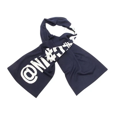8684AQ sciarpa uomo MOSCHINO man wool blend scarf blue/white — 第 1/4 张图片