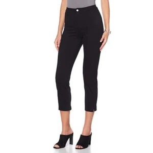 Lysse schwarz Stretch Twill Denim glatte Taille schmale Cropped Hose Gr. Small neu mit Etikett - Bild 1 von 4