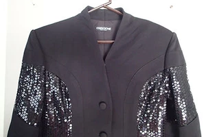 CRISCIONE BLAZER Jacket, SZ 40.GRAY,BLACK SEQUINS,FORMAL,ELEGANT MA - Picture 1 of 10
