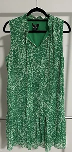 DKNY Green Flowered V-neck Dress Lined Size 12 - Picture 1 of 4
