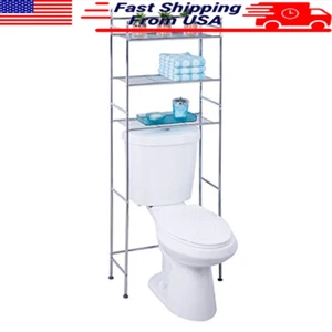 3-Tier Metal Bathroom Shelf Space Saver Chrome Finish 45 Pounds Weight Limit New - Picture 1 of 4