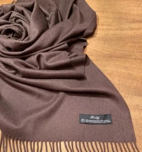Linen Way LUXUS 50% Kaschmir 50% superfeine weiche Wolle Überwurf braun 80" mit Fransen - Bild 1 von 20