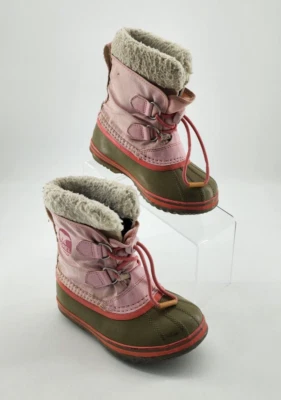 Sorel Kids Yoot PAC Impermeable Con Cordones Pato Botas de Nieve Rosa/Tostado Juvenil Talla 12 Foto 1 de 4