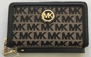 Michael Kors Fulton Multifunctional Phone Case Wallet Black Print - Picture 1 of 2