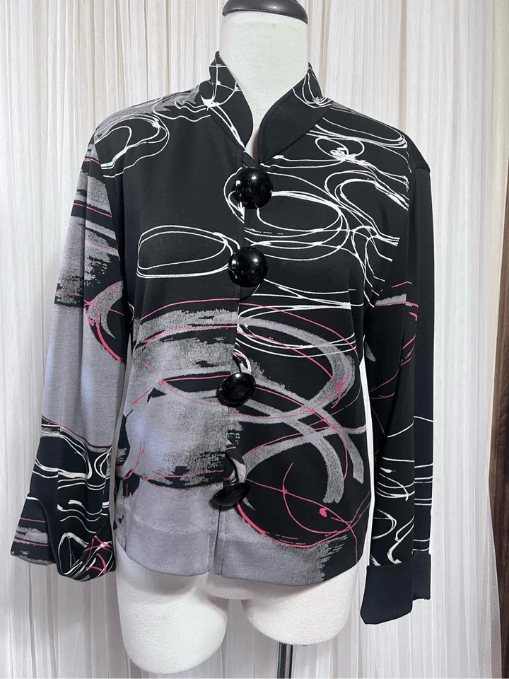 Chaqueta Blazer Caroline Rose Manga Larga Tejido Abstracto Talla XS Foto 1 de 3