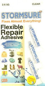 STORMSURE 3 x 5 Gramm Tuben elastischer Universal-Kleber & 1 x  Einmalhandschuh