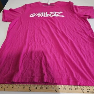 Gorillaz Two-Tone Brush Logo T-Shirt Red Fast Shipping - Picture 1 of 5