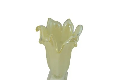 17" Inch Italian Hand Blown Murano White Glass Vase - Image 1 of 4