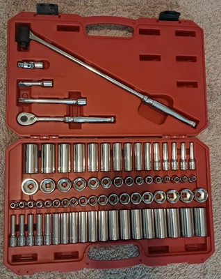 TEKTON 3/8" Drive 6-Point Socket Set - 73-Piece SAE/Metric Ratchet & Case - Image 1 of 4