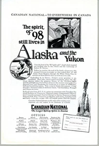 Alaska and the Yukon 1928 Canadian National RR Original Vintage Magazine Advert - Picture 1 of 6
