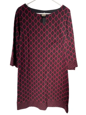 Ronni Nicole Shift платье размер 14 геометрический принт 3/4 рукав замочная скважина шеи офиса - Изображение 1 из 4