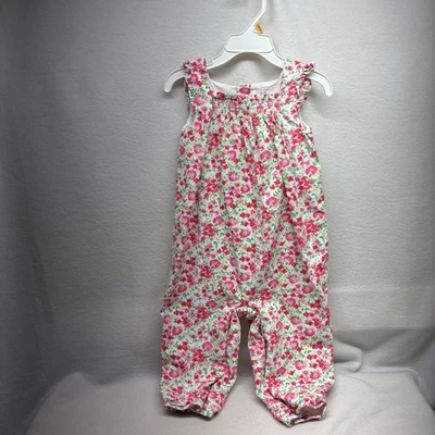 Macacão Ralph Lauren bebê meninas floral rosa branco verde 18 meses - Imagem 1 de 4