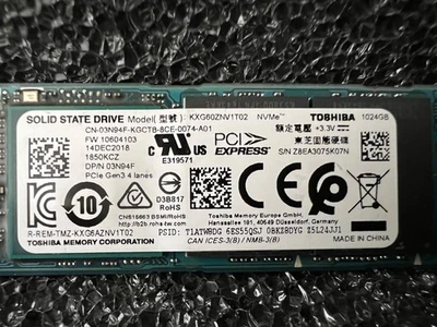 SSD INTERNO TOSHIBA 1024GB M.2 2280 PCIE NVME | KXG60ZNV1T02 Foto 1 de 4