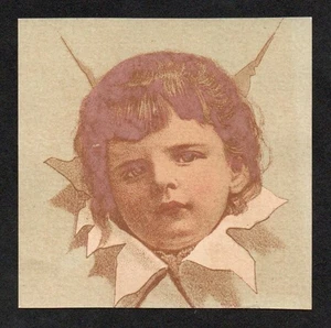 Victorian Trade Card Cutout - Boys Head Through Paper "D" Late 1800's. - Picture 1 of 2