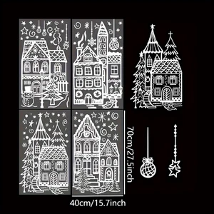 4pcs Christmas Window Clings Large Christmas Window Clings Double-Sided Snowman - Picture 1 of 9