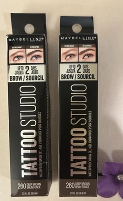 (2) Maybelline Tattoo Studio Waterproof Eyebrow Gel #260 Deep Brown - Image 1 of 3