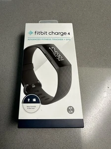 Fitbit Charge 4 Fitness Tracker Black GPS Heart Rate Sleep Score NEW Sealed - Picture 1 of 4