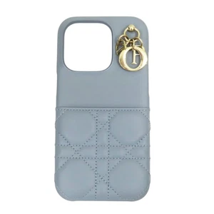 Coque iPhone 15 Pro bleu peau d'agneau DIOR - Photo 1 sur 8