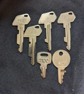 TEC Cash Register Keys - Set of 6 - S, SET, REG, MA, 21N, 205 5L11 series - Picture 1 of 11
