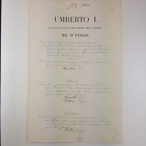 Decreto firmato dal Re Umberto I e autografato da Francesco Ricotti Magnani 1900 - Picture 1 of 4