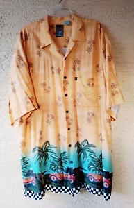 Pineapple Connection Hawaiian Palm Tree Cars Shirt s/s button up Men's 2XT EUC - Picture 1 of 3
