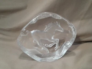 Mats Jonasson Sweden Maleras Horse Foal Lead Crystal Glass Sculpture  Signed - Picture 1 of 4