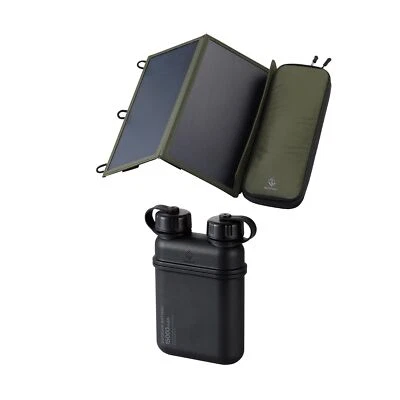 ELECOM NESTOUT 2-Panel Solar Panel Charger + 15000mAh Outdoor Power Bank (Bla... - Image 1 of 4