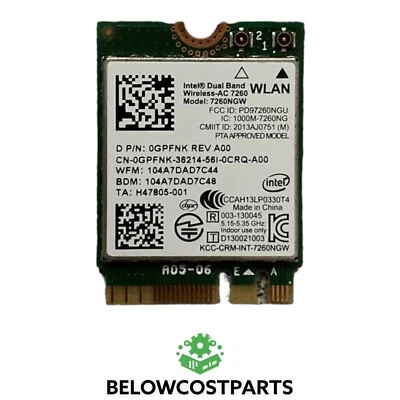 Intel 7260NGW Dual Band Wireless-AC Wifi Bluetooth Laptop Wlan Network Card - Image 1 of 2