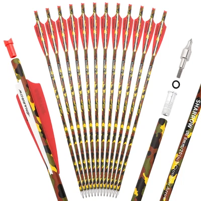 12X Crossbow Bolts Carbon Arrows Camo Vanes 16" 17" 18" 20" 22" Archery Hunting - Image 1 of 4
