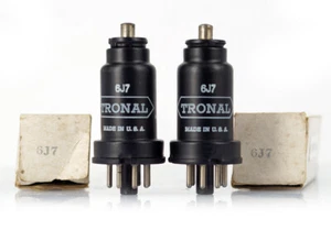 MATCHED PAIR 6J7 TRONAL NOS Tube Röhre Lampe TSF Valvola Valve  진공관 真空管 电子管 * - Picture 1 of 2