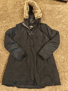 The NorthFace Women's Transarctic Navy Parka XL 550 Down Fill Removable Hood - Picture 1 of 5