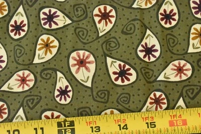 出品 1/2 码,金锈和勃艮第抽象花卉橄榄、安多弗、舍费尔、V457 — 第 1/4 张图片