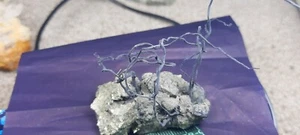 NATIVE SILVER WIRES GLUED IN A MATRIX OF BOURNONITE,HD VIDEO - Picture 1 of 2