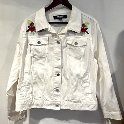 Chaqueta blanca JouJou Y2K de mezclilla adornada XXL con botones delanteros para mujer Foto 1 de 4