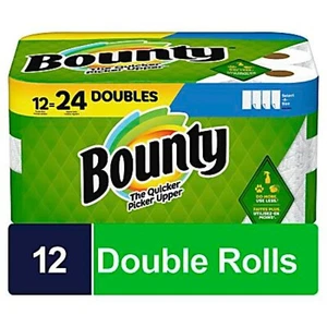 Bounty 2-Ply Paper Towels Double Rolls White 90 Sheets/Roll, Pack Of 12 Rolls - Picture 1 of 6