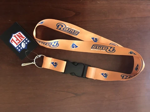 New Football Rams St Louis LA Lanyard ID Badge Holder Breakaway Clip Keychain Cover