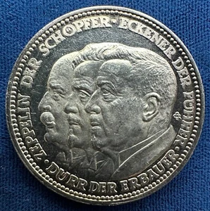 Germany 1929-A silver 36 mm PL BU Graf Zeppelen World Flight medal - Picture 1 of 4