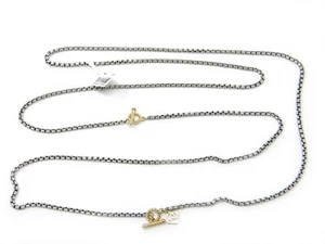 David Yurman 2.7mm Bel Aire Box Chain 41" Necklace Sterling Silver 14k Gold NWT - Picture 1 of 5
