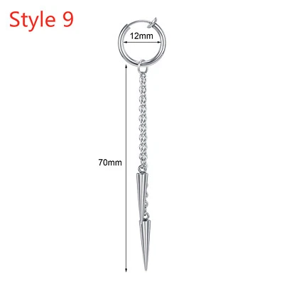 1 Par Pendiente Borla Vintage Punk Falso Aro Pendiente Acero Inoxidable Clip de Oreja Foto 1 de 4