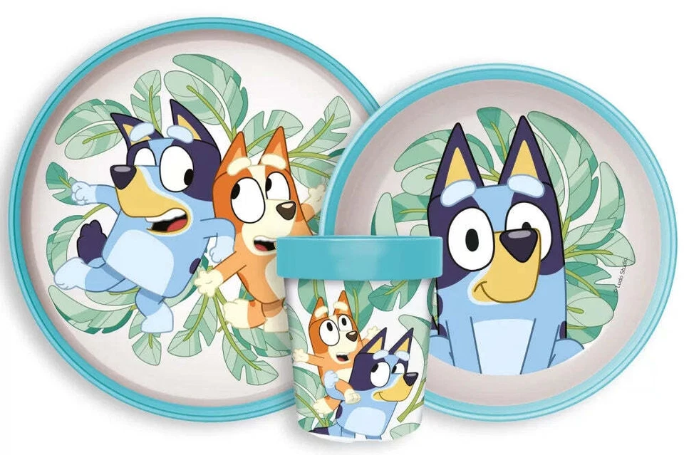 Bluey Leaves Hund Geschirr Set Frühstück Kleinkind Kindergarten Rutschfest 260ml - Bild 1 von 1