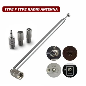 For Bose-Wave Radio FM F Type Telescopic Aerial Antenna 75 Ohm+TV / 3.5 Adapter - Picture 1 of 9