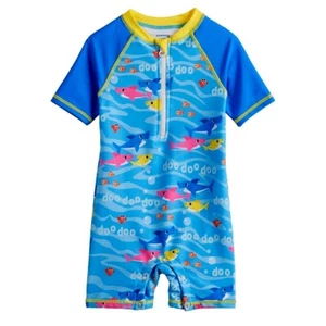 Infant Baby Shark Swimsuit 1 PC Rash Guard Wetsuit Swim Trunk Girl Boy 18m 24m - Picture 1 of 2