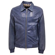 4549J giubbotto uomo BULLY blue shaded leather jacket man