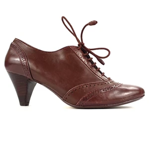 Clarks Ankle Boots Brown Purple Leather Lace Up Heels Size 4 - Picture 1 of 12