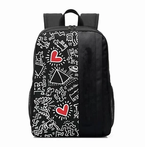 Zaino 15.6" Backpack " Keith Haring Collection - Praticità e Design Unico CUORI - Foto 1 di 1