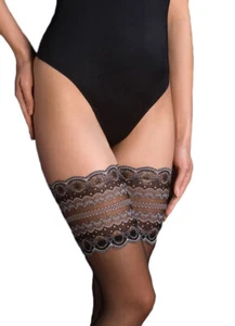 Prenda superior de encaje profundo Gabriella Vilma 20 denier transparente negra - Imagen 1 de 1
