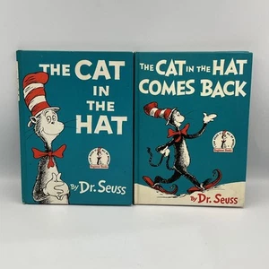 Dr Seuss The Cat In The Hat 1957 Book & The Cat In The Hat Comes Back 1958 Vtg - Picture 1 of 14