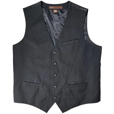 Perry Ellis Mens XL Black Dress Vest Waistcoat Formal Business Groomsman - Image 1 of 4